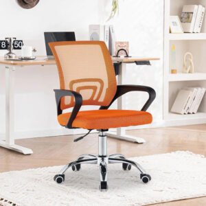 Chaise de Bureau Ergonomique avec Support Lombaire orange