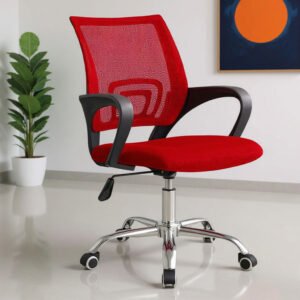 Chaise de Bureau Ergonomique avec Support Lombaire Rouge
