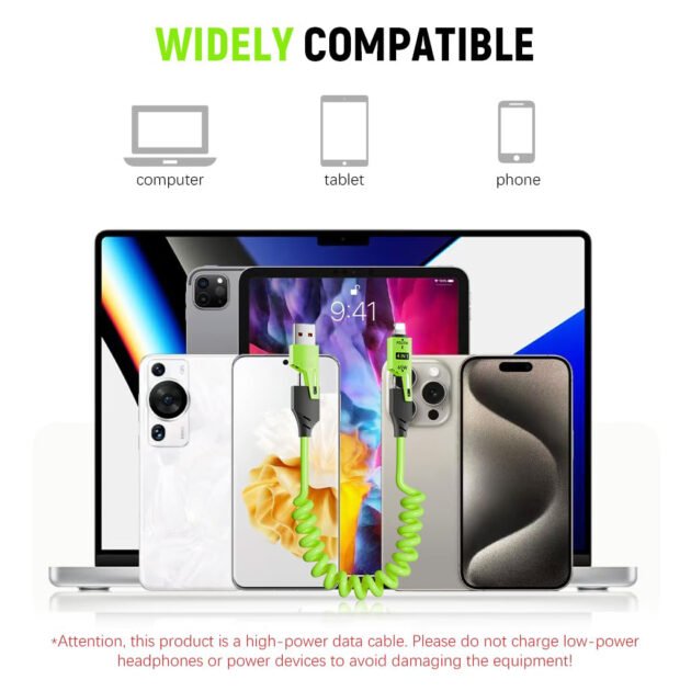 Câble USB-C 4-en-1 – USB-C, Lightning et USB-A – PD65W