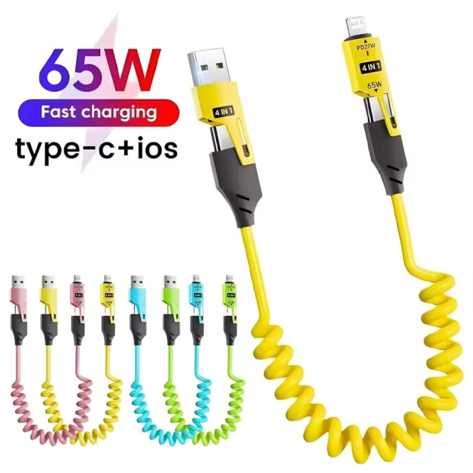 ⁦Câble USB-C 4-en-1 – USB-C, Lightning et USB-A – PD65W⁩ - الصورة ⁦6⁩