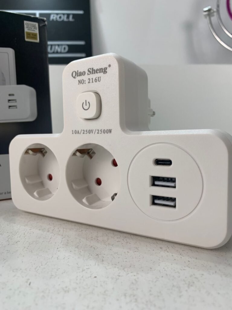 Prise murale multifonction 2 prises européennes standard