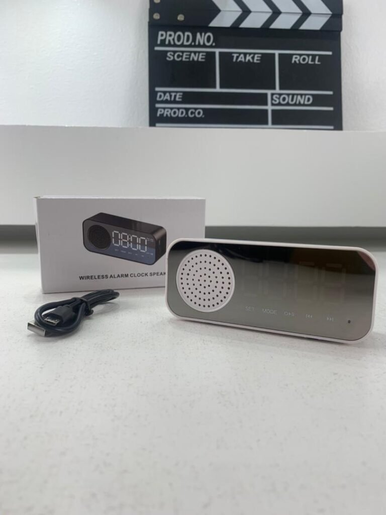 Mini-Enceinte Réveil Bluetooth 5.1 – Horloge LED Miroir