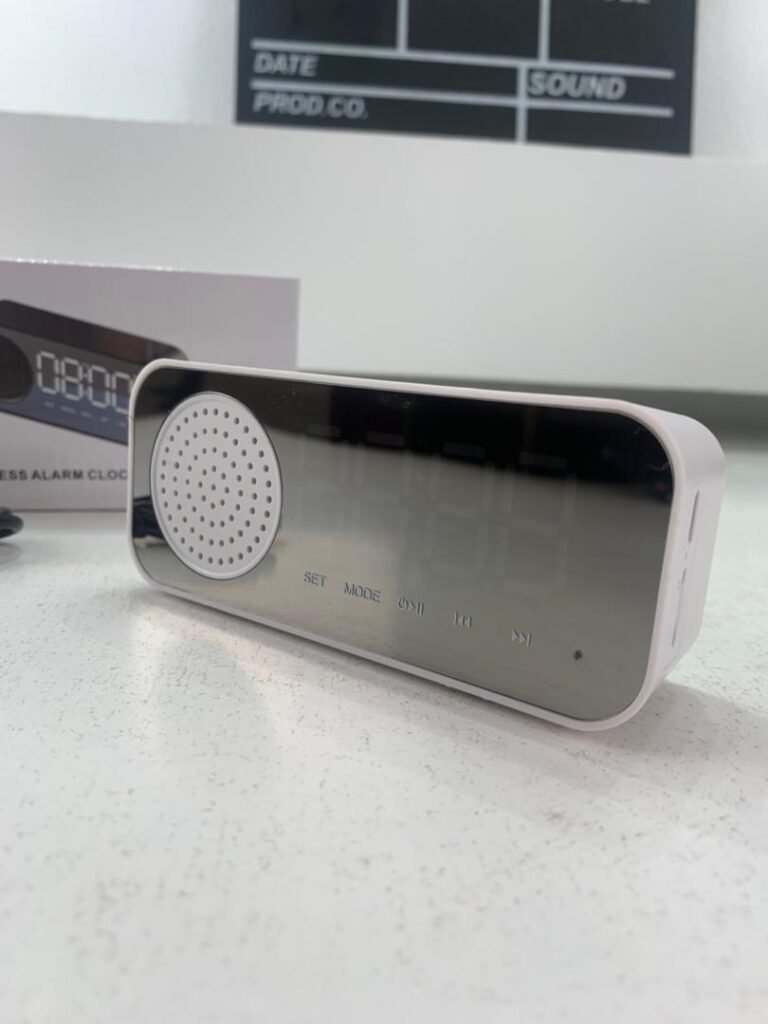 Mini-Enceinte Réveil Bluetooth 5.1 – Horloge LED Miroir