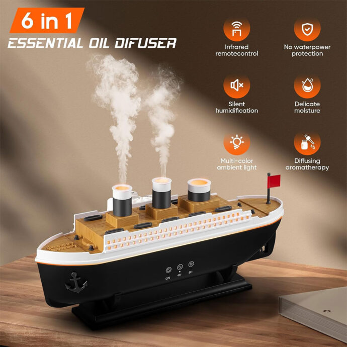 ⁦Diffuseur d’Humidificateur Aromatique en Forme de Vieux Bateau⁩ - الصورة ⁦5⁩