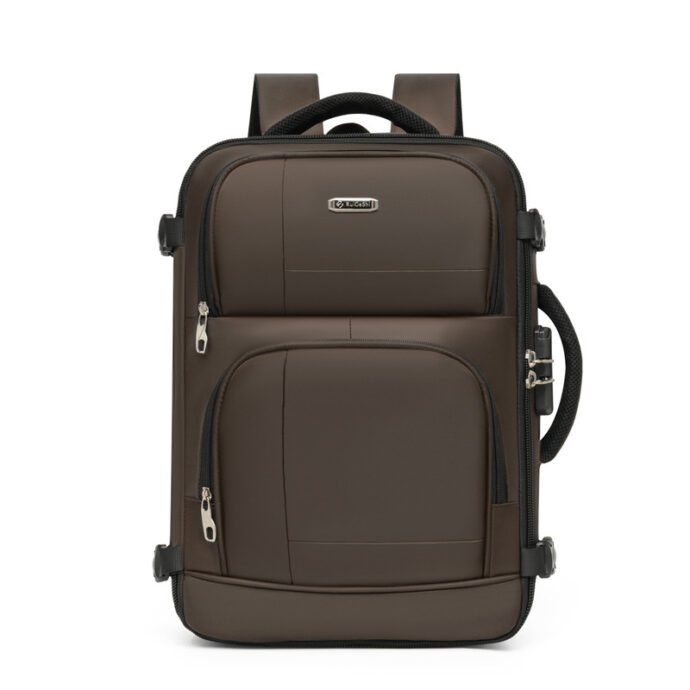 ⁦Sac à dos de voyage multifonction marron – Élégant, robuste et confortable⁩ - الصورة ⁦4⁩