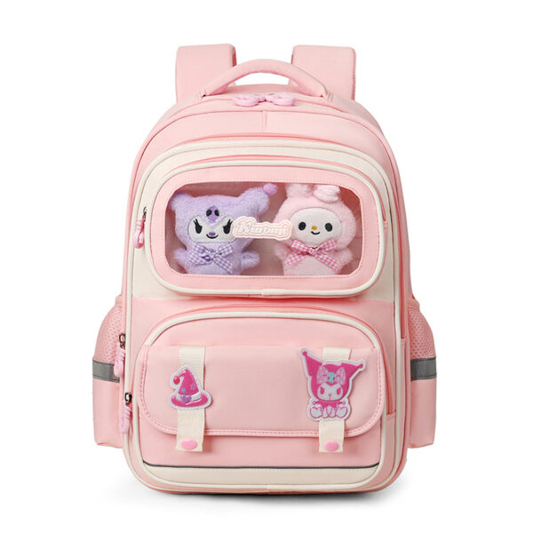 Sac à dos enfant fenêtre transparente + peluche  rose