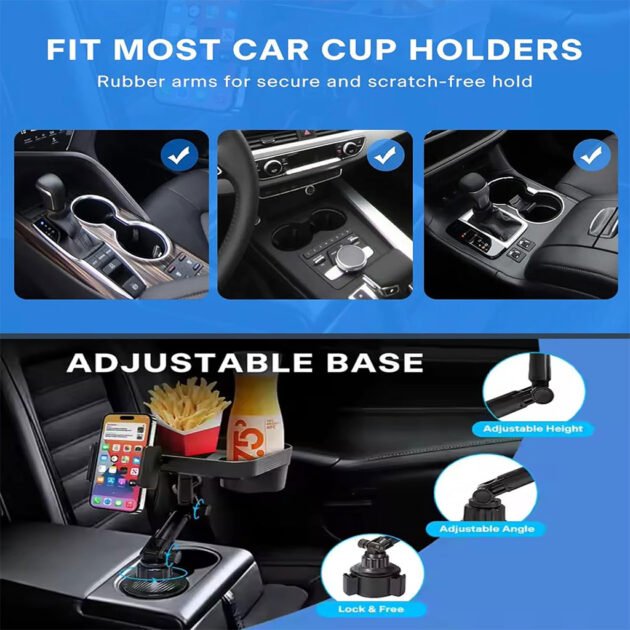 Tablette pivotante pour porte-gobelets de voiture