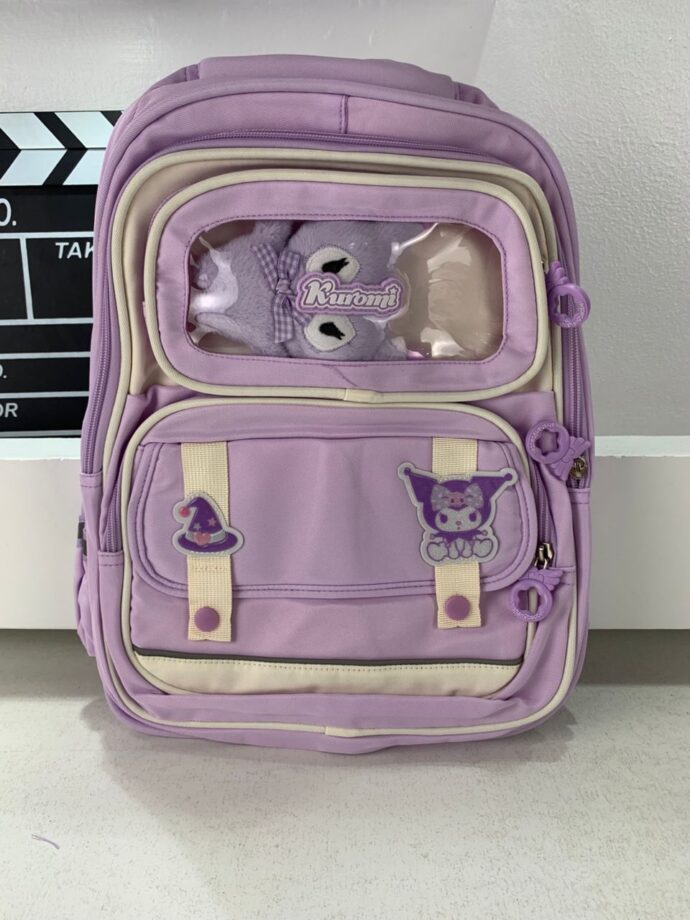 ⁦Sac à dos enfant fenêtre transparente + peluche mauve⁩ - الصورة ⁦7⁩