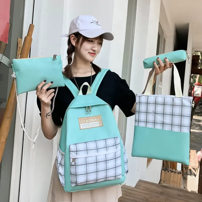 ⁦Sac à Dos Scolaire Kawai Polyvalent pour Filles gris – Design Mignon et Pratique⁩ - الصورة ⁦2⁩