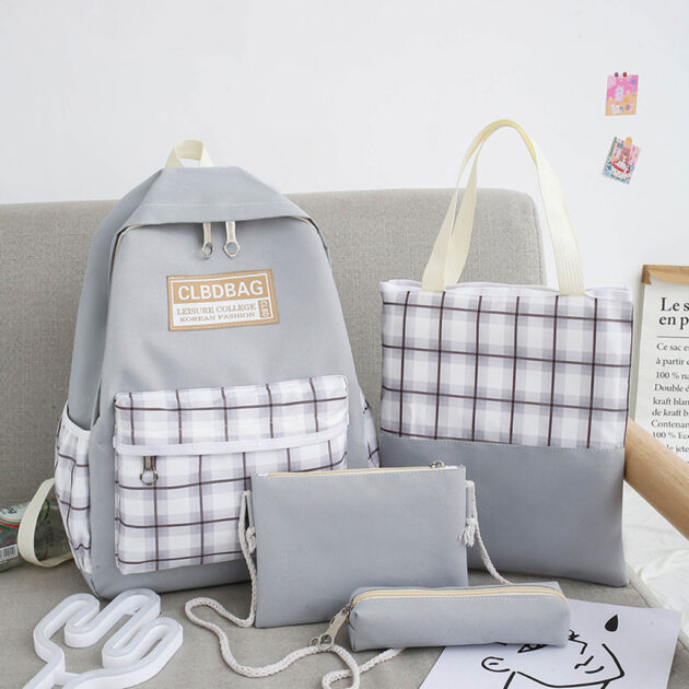 Sac à Dos Scolaire Kawai Polyvalent pour Filles gris – Design Mignon et Pratique