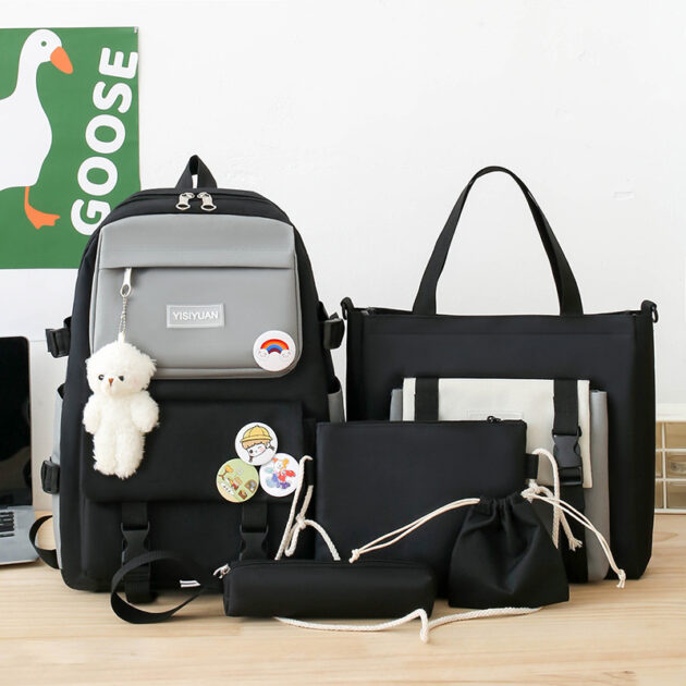 Sac à dos Kawaii multifonction avec poignée noire couleur noire