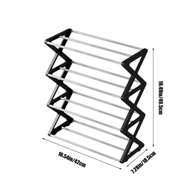 Porte-chaussures mural 4 étages en X facile à ranger en tubes d’acier