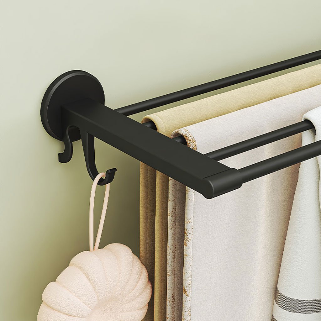 Porte-serviettes mural pliable sans perçage - الصورة 3