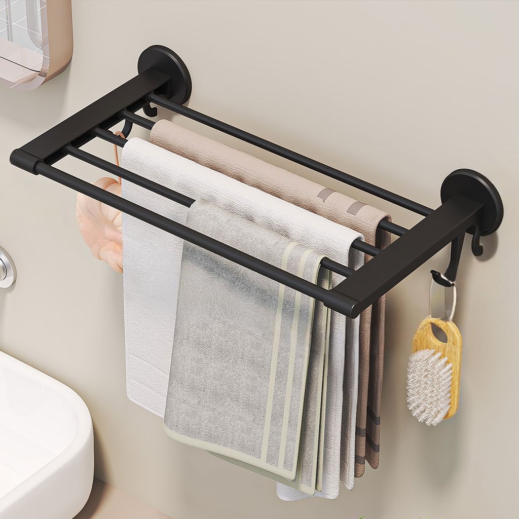 Porte-serviettes mural pliable sans perçage - الصورة 6