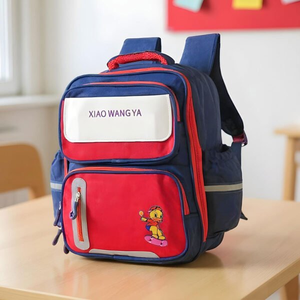 Sac à Dos Scolaire Xiao Wang Ya – Bleu et Rouge Dual-Color pour Enfants - الصورة 6