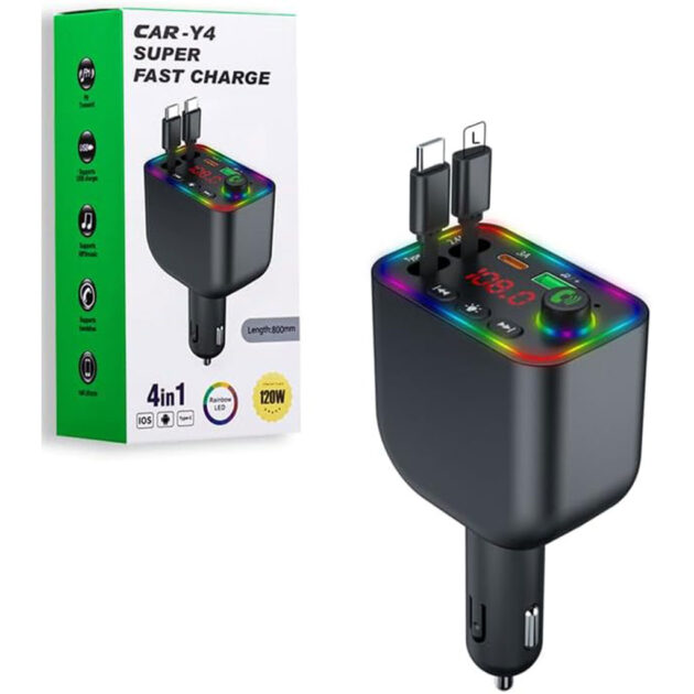 Transmission FM Bluetooth 5.3 3-en-1 – Charge et Audio Sans Fils