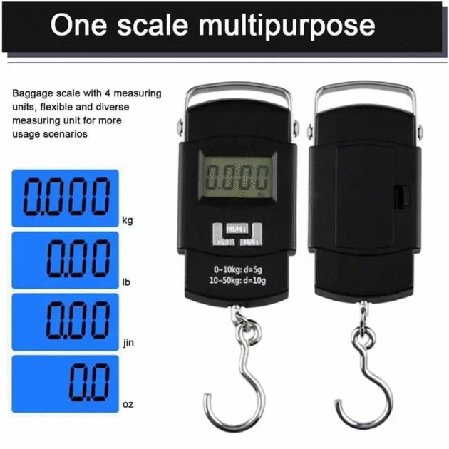 Balance à bagages numérique portable avec écran LCD 50KG/10G WH-A08