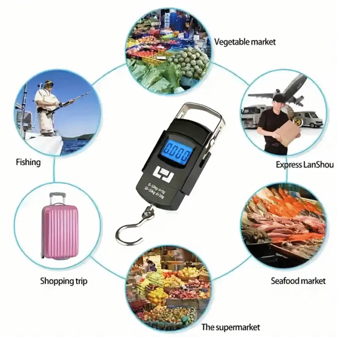 ⁦Balance à bagages numérique portable avec écran LCD 50KG/10G WH-A08⁩ - الصورة ⁦3⁩