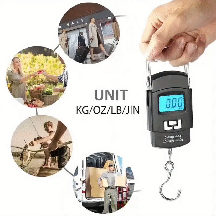 ⁦Balance à bagages numérique portable avec écran LCD 50KG/10G WH-A08⁩ - الصورة ⁦6⁩