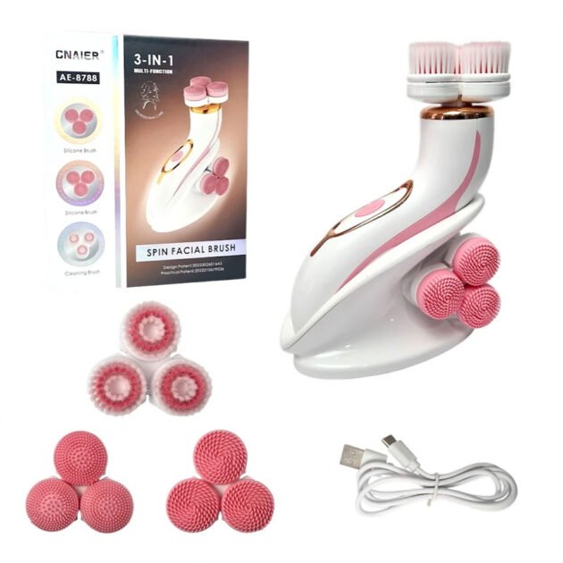 Brosse Nettoyante électrique pour le visage CNAier  3 Têtes Rotatives Recharge USB