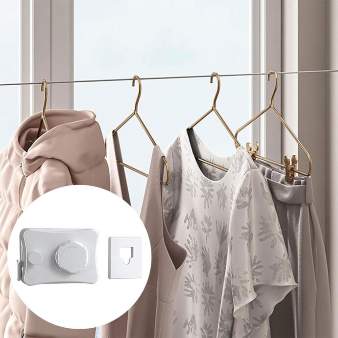 ⁦Corde à Linge Rétractable 5.1m en Acier Inoxydable Capacité 20KG⁩ - الصورة ⁦6⁩