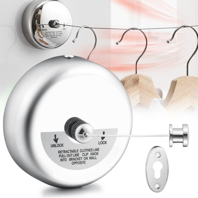 Corde à linge rétractable en acier inoxydable