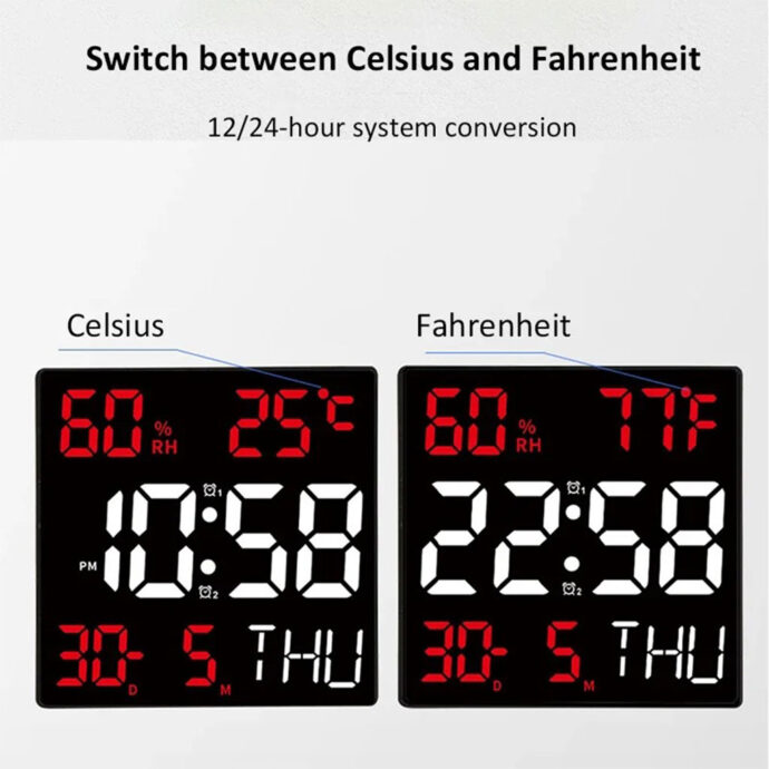 ⁦Réveil LED intelligent multi-fonctions horloge murale numérique⁩ - الصورة ⁦2⁩
