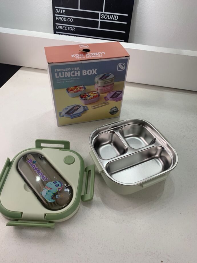 ⁦Boîte à lunch en acier inoxydable 1000 ml avec 3 compartiments⁩ - الصورة ⁦6⁩