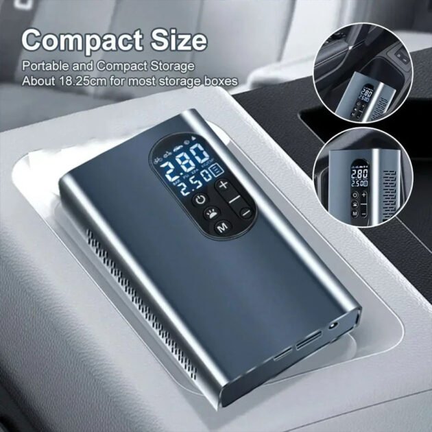 Compresseur d’air portable 12V Rechargeable avec Lampe LED