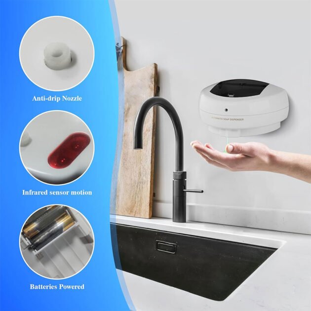 Distributeur de Savon Automatique Mural 600 ml avec capteur infrarouge