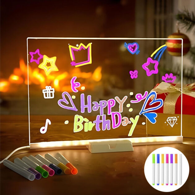 Tableau à Dessin LED coloré avec 7 stylos 40x30cm