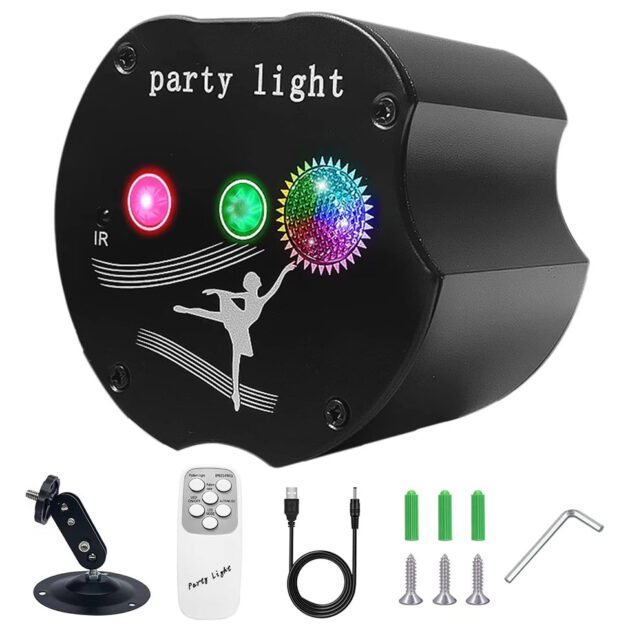 Lampe Jeux de Lumière RGB 360° avec 7 arrière-plans et 32 ​​motifs de projection