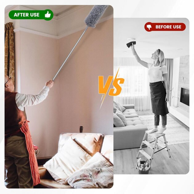 Plumeau Télescopique Polyvalent télescopique Lavable en Microfibre