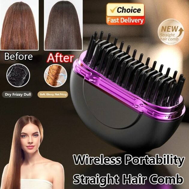 Mini Brosse pour lisser la barbe et les cheveux avec 3 réglages de chaleur