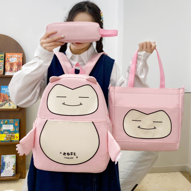 Ensemble de Sacs Snorlax 3Pcs Design Kawaii Rose