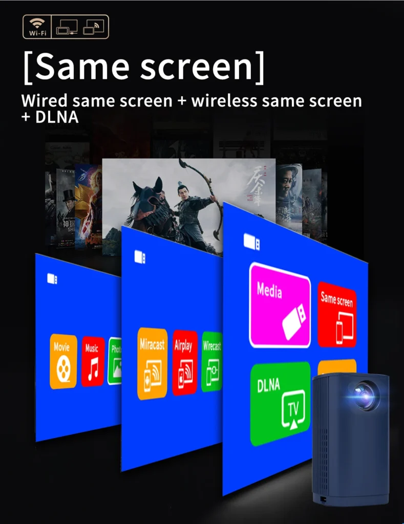 Projecteur Cinéma Maison Portable HD rotatif à 180° système Android 11