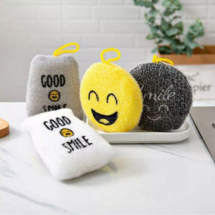⁦Pack 4Pcs Éponges de Vaisselle Smile pour un Nettoyage Efficace⁩ - الصورة ⁦5⁩