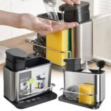 Distributeur de Savon Vaisselle 3 en 1 avec Porte-Éponge
