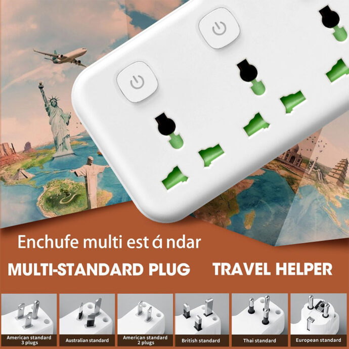 ⁦Multiprise électrique universelle 3 ports + 3 ports USB + Type-C⁩ - الصورة ⁦5⁩