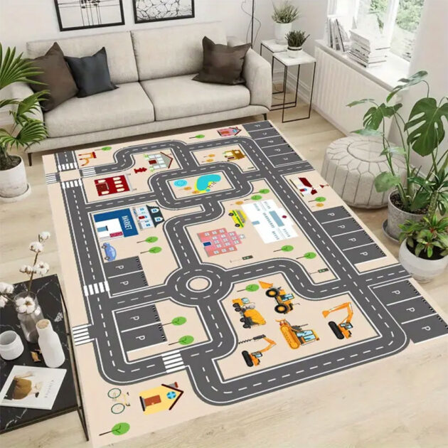 Tapis de loisir antidérapant pour enfants idéal pour jouer avec des voitures