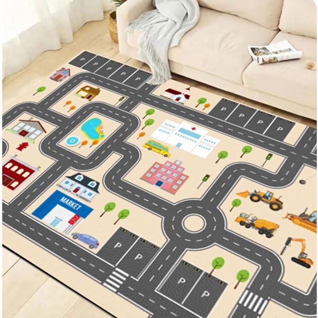 Tapis de jeu antidérapant pour enfants idéal pour jouer avec des voitures