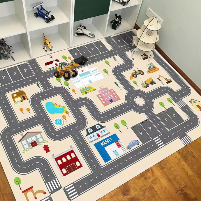 ⁦Tapis de loisir antidérapant pour enfants idéal pour jouer avec des voitures⁩ - الصورة ⁦4⁩