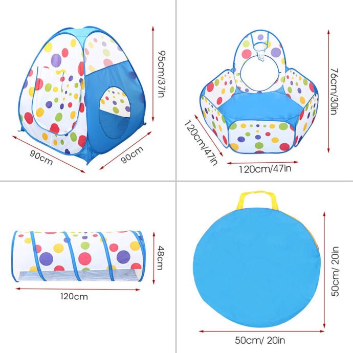 ⁦Ensemble de Jeu pour Enfants 3 en 1 – Tente Spatiale + Tunnel + Piscine à Balles pour Aventures Infinies⁩ - الصورة ⁦3⁩