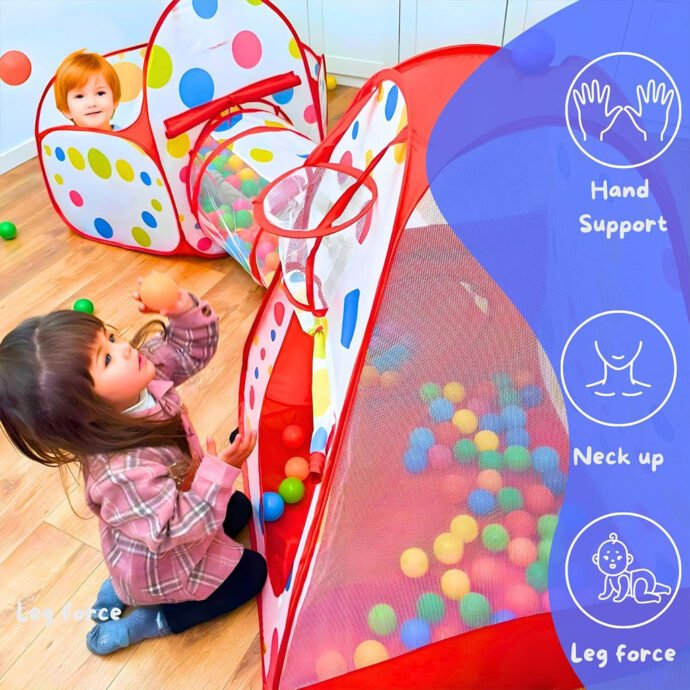 ⁦Ensemble de Jeu pour Enfants 3 en 1 – Tente Spatiale + Tunnel + Piscine à Balles pour Aventures Infinies⁩ - الصورة ⁦2⁩