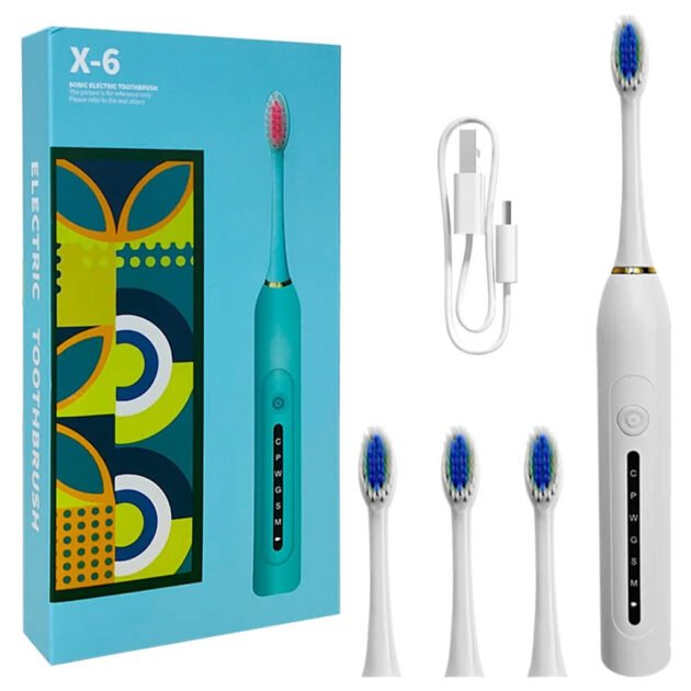 Brosse à Dents Électrique Luckky 4 Têtes Incluses Rechargeable et Étanche