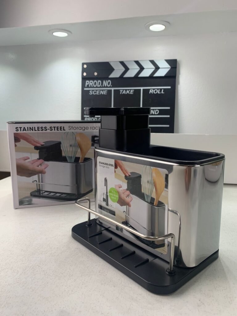 Distributeur de Savon Vaisselle 3 en 1 avec Porte-Éponge