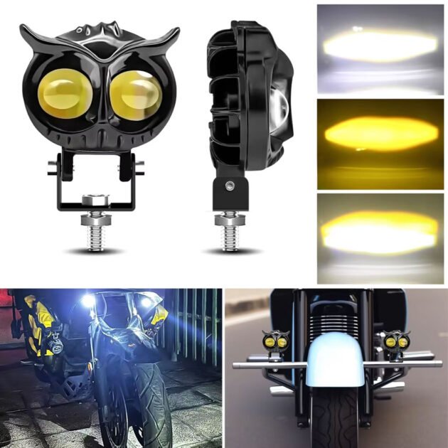 Phares LED de hibou  Puissants antibrouillard pour la moto 1Pcs