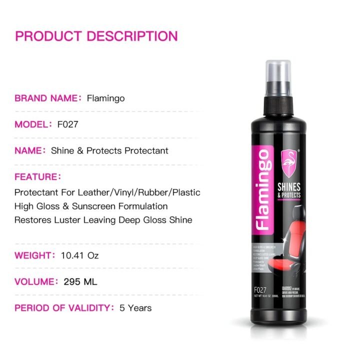 ⁦FLAMINGO Brillance et Protection Intérieure pour Voitures 295 ml – Éclat et Protection Durables⁩ - الصورة ⁦2⁩