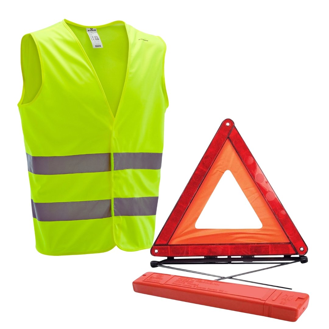 Kit De Sécurité Routière : Gilet Réfléchissant + Triangle Homologué NF - Conforme Aux Normes Européennes