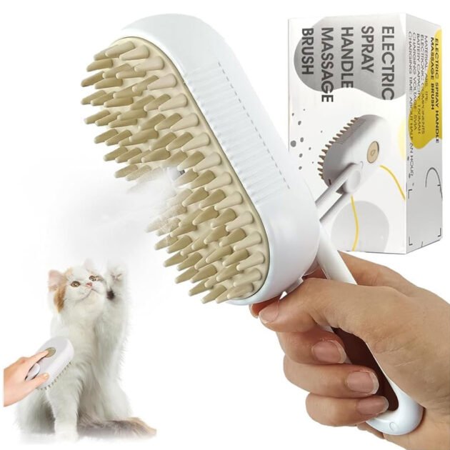 Brosse à vapeur pour chat 3en1 autonettoyante – Offrez un soin digne d’un spa à votre compagnon